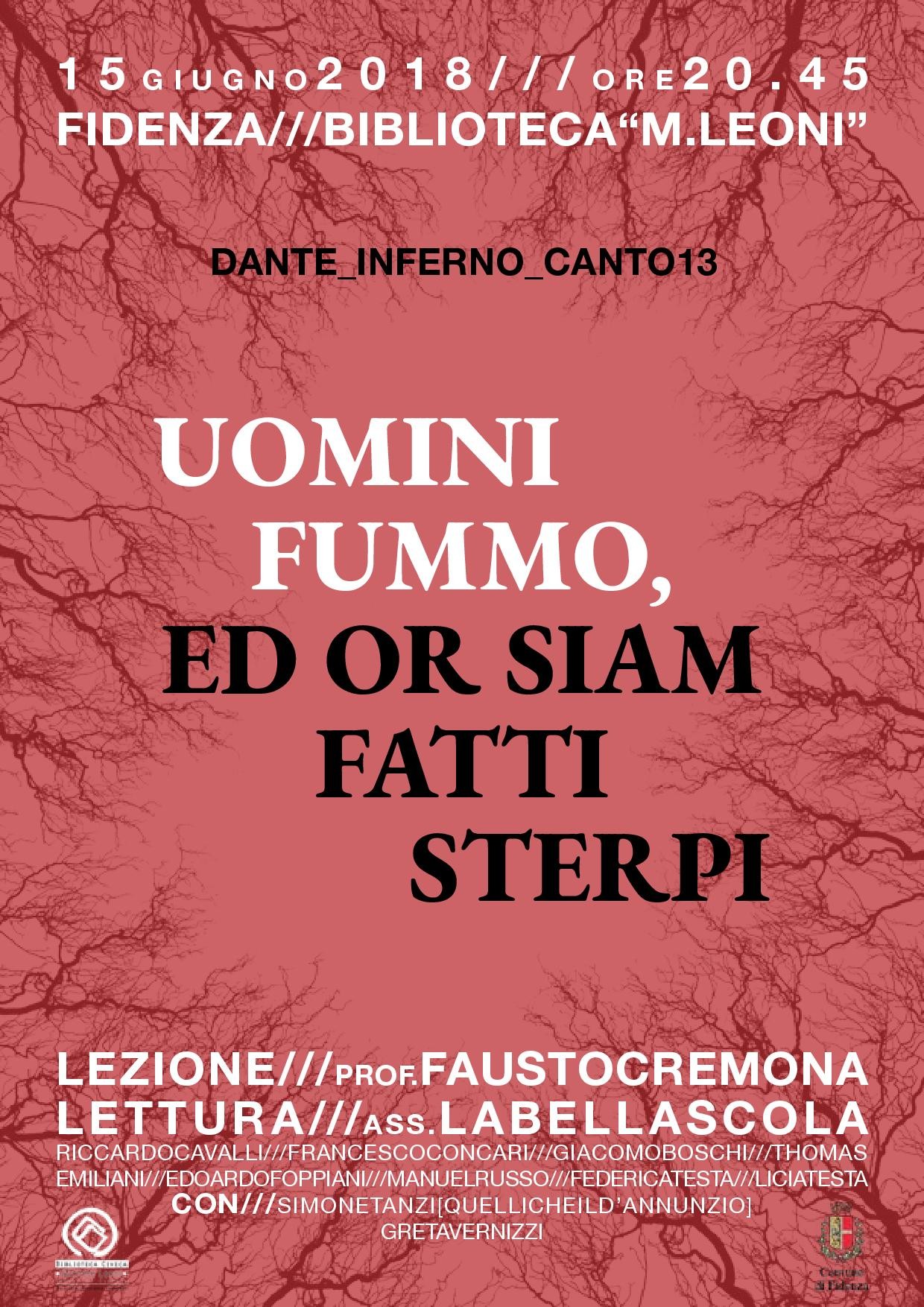 Lectura Dantis sul canto XIII dell'Inferno, tenuta dal prof. Fausto Cremona