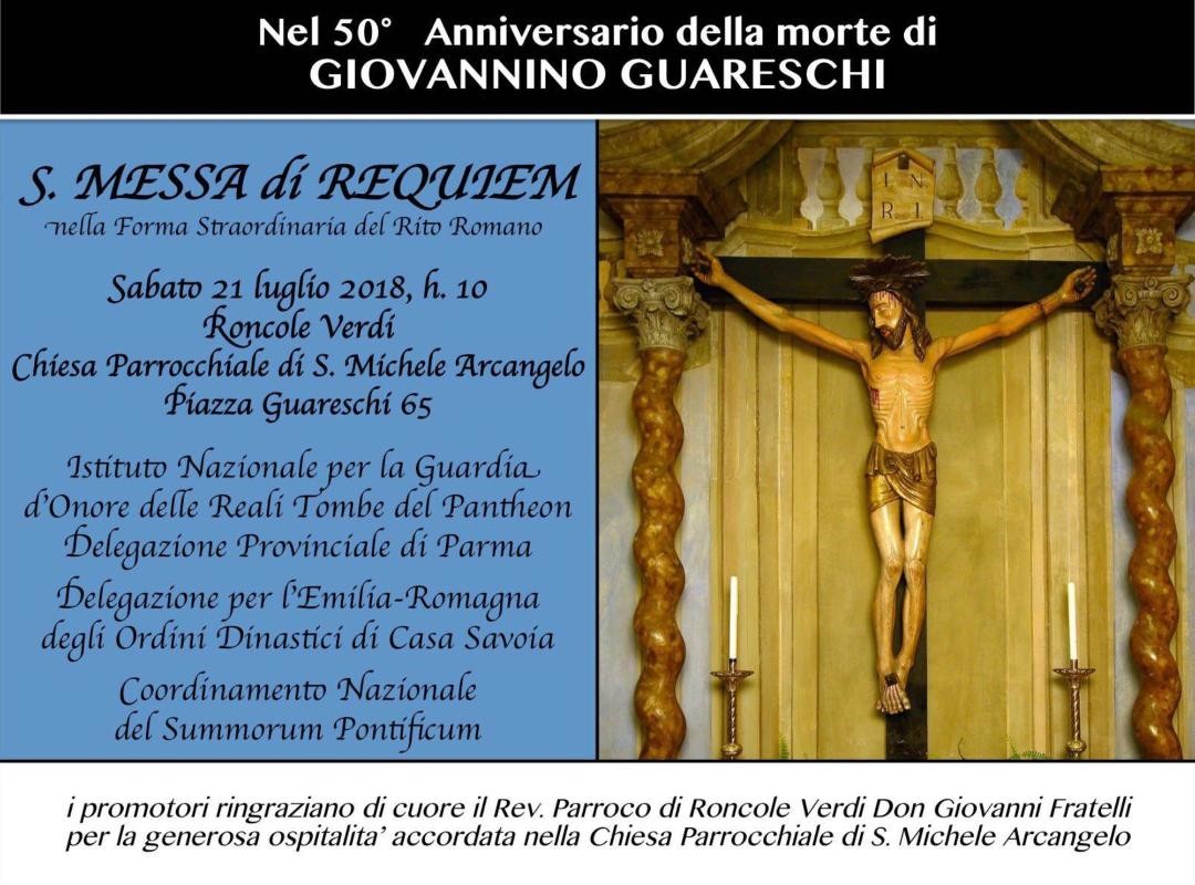Santa Messa di Requiem   nella Forma Straordinaria del Rito Romano  nel 50° anniversario della morte di   Giovannino Guareschi.