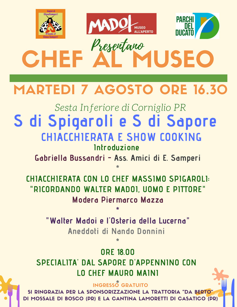 “Chef al Museo” a Corniglio: chiacchierata su Walter Madoi e show cooking