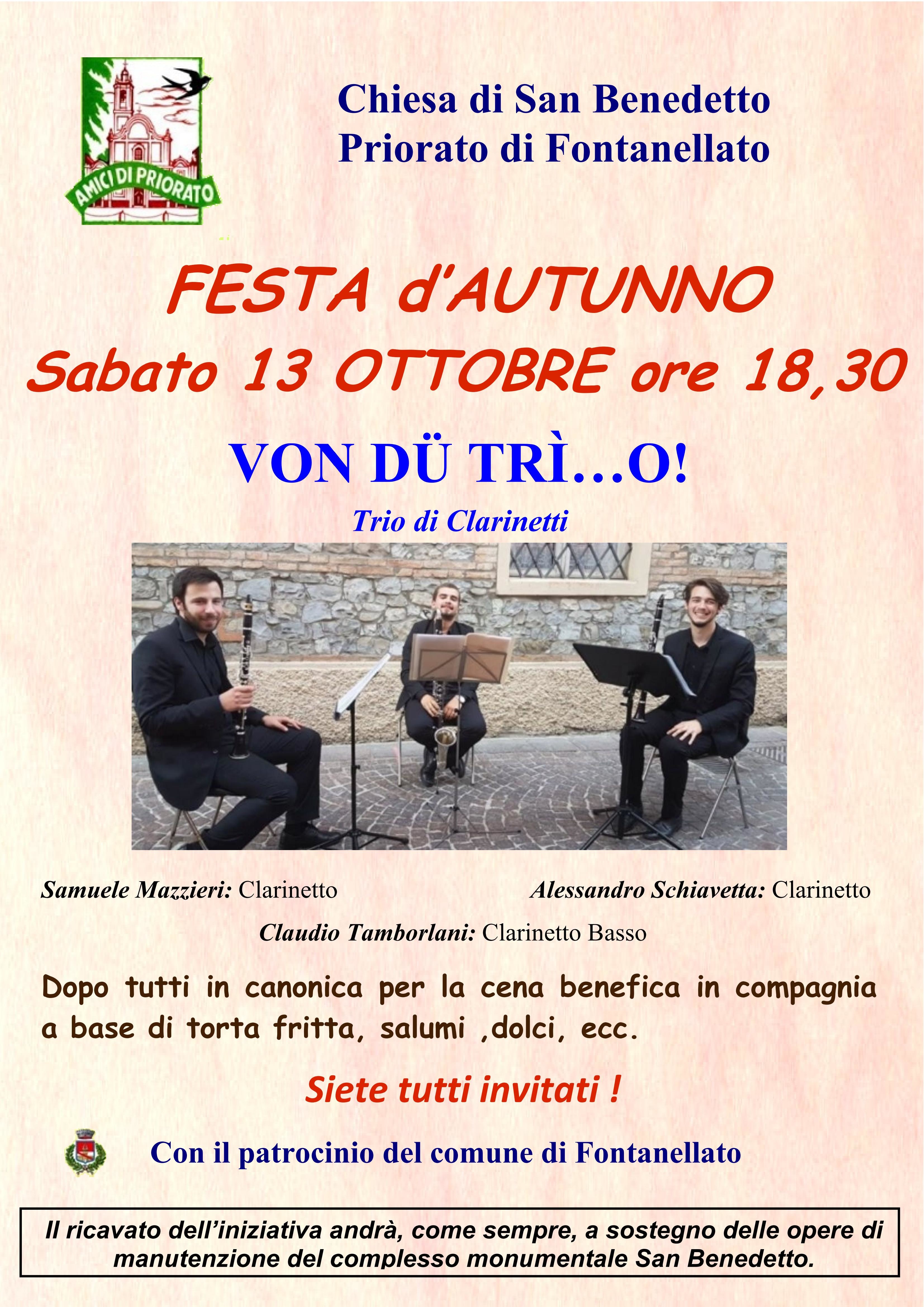 Alla festa d'autunno a Priorato il  Trio di Clarinetti  VON DÜ TRÌ…O
