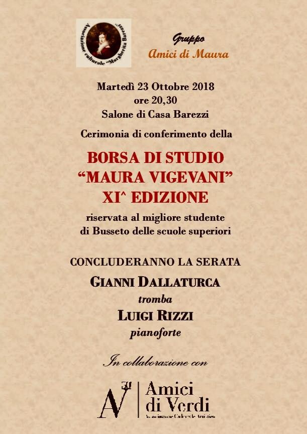 Cerimonia di conferimento della borsa di studio "Maura Vigevani" che si concluderà con il concerto