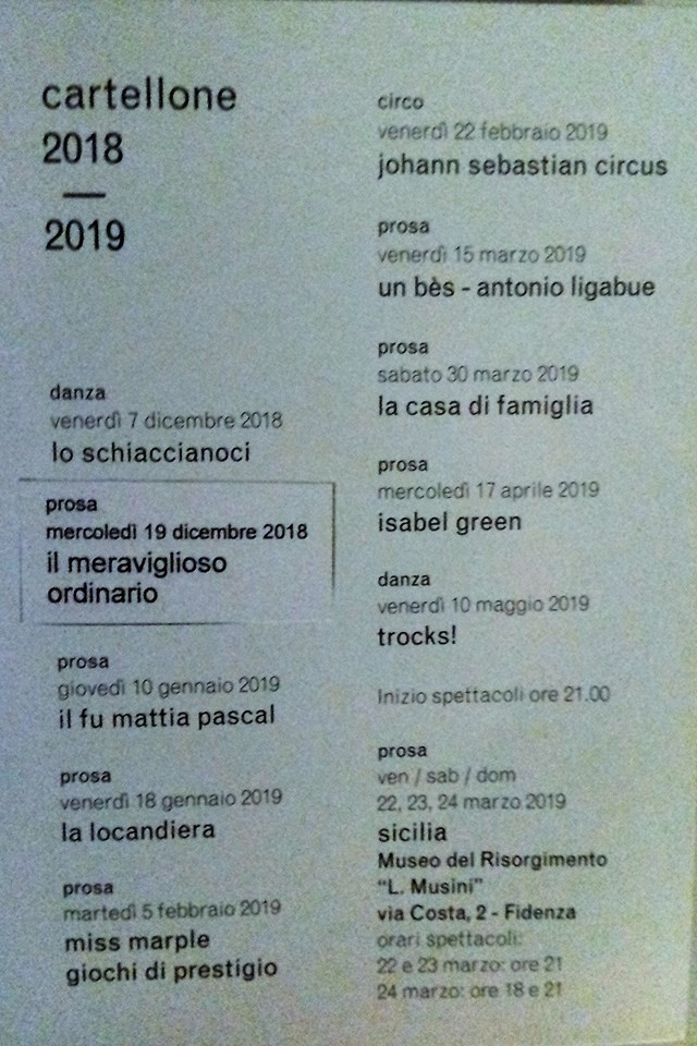 Cartellone 2018-2019 del Teatro Magnani