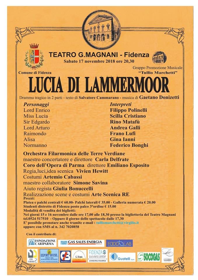 Stagione lirica del Teatro Magnani:  LUCIA DI LAMMERMOOR