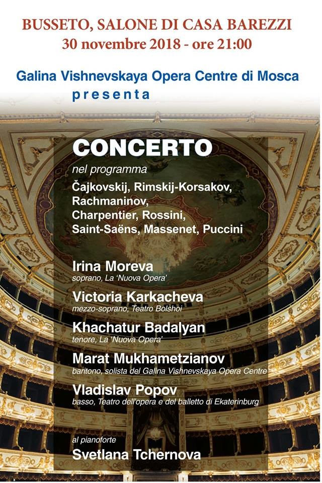 Concerto lirico  offerto dal Galina Vishnevskaya Opera Centre di Mosca al Museo Barezzi