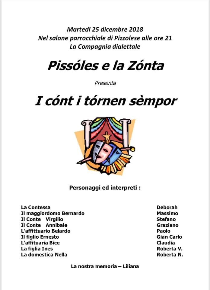 "I cónt i tórnen sèmpor" al Teatro Parrocchiale di Pizzolese