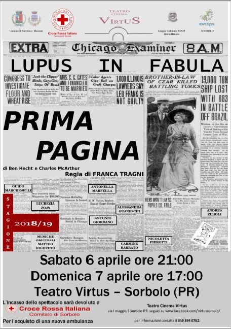 "Prima Pagina" con compagnia teatrale Lupus in Fabula al Teatro Virtus