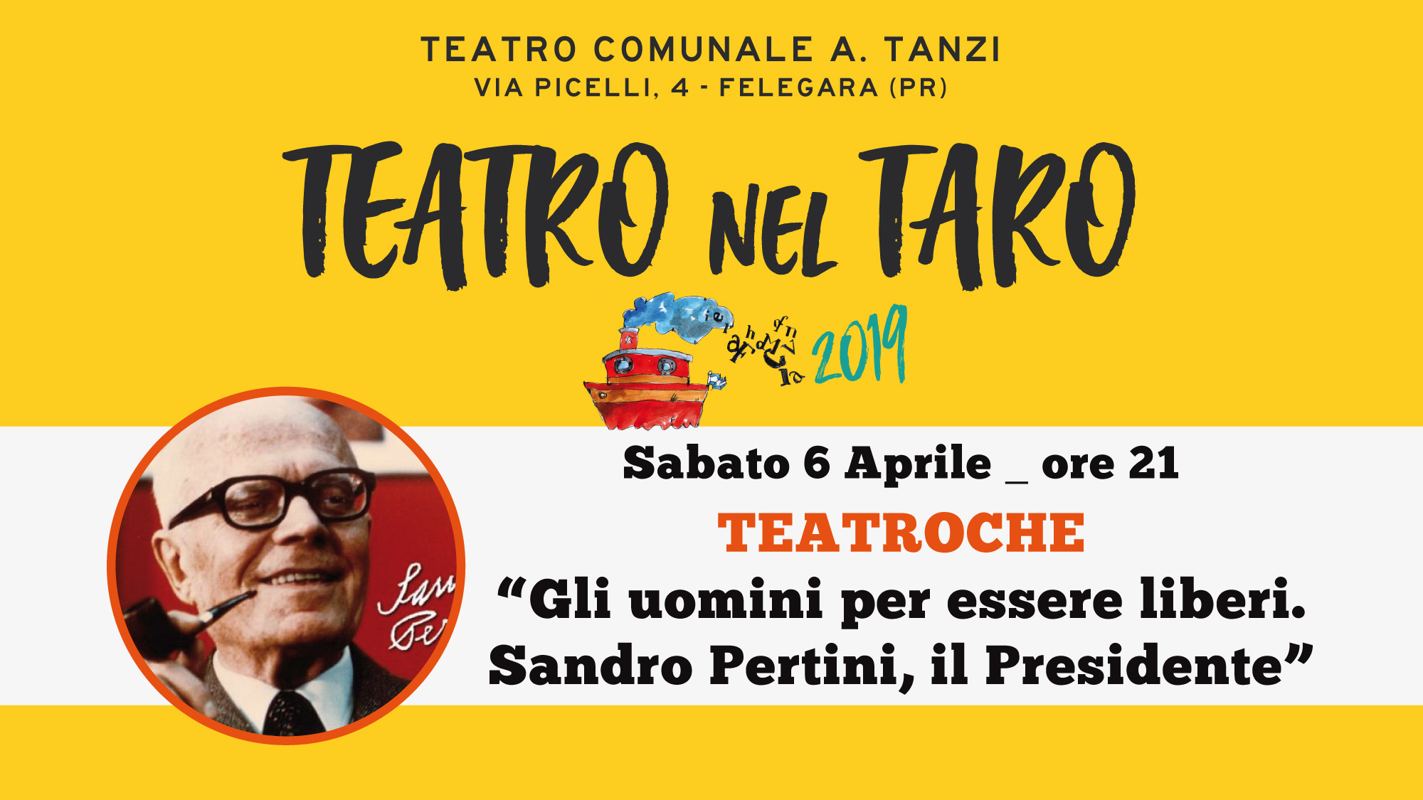Teatri nel Taro: spettacolo su Sandro Pertini al teatro Tanzi