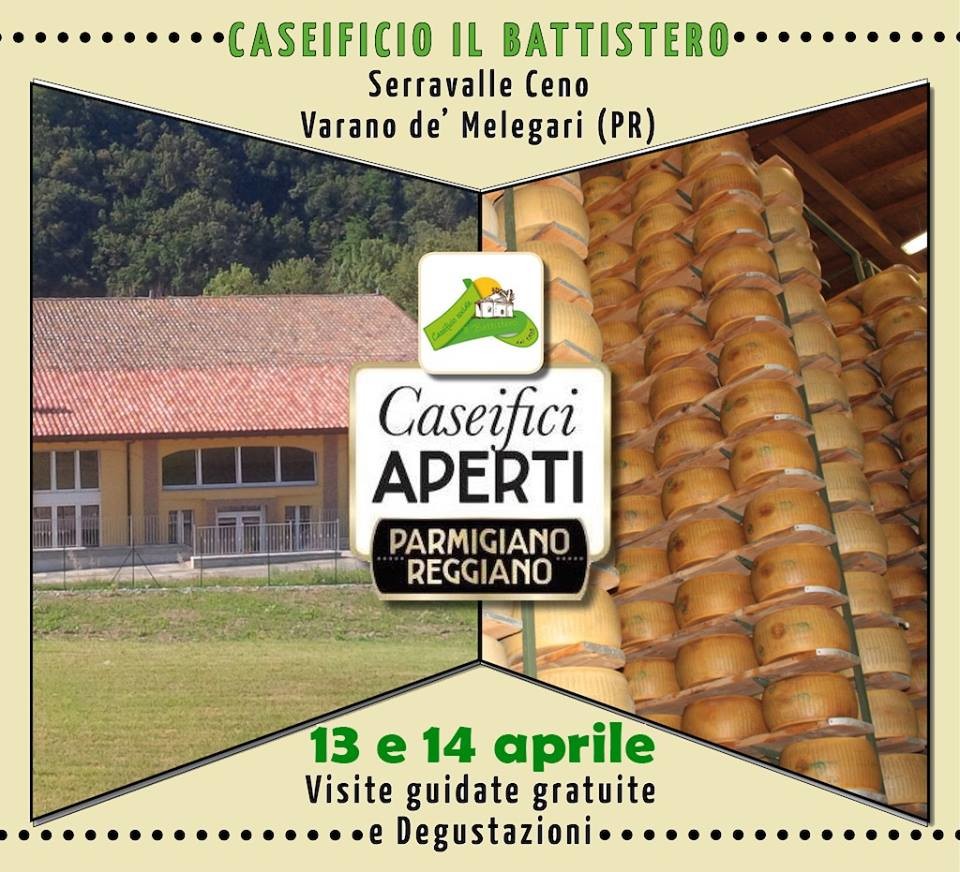 Il caseificio IL BATTISTERO  produzione Parmigiano Reggiano,  partecipa a CASEIFICI APERTI