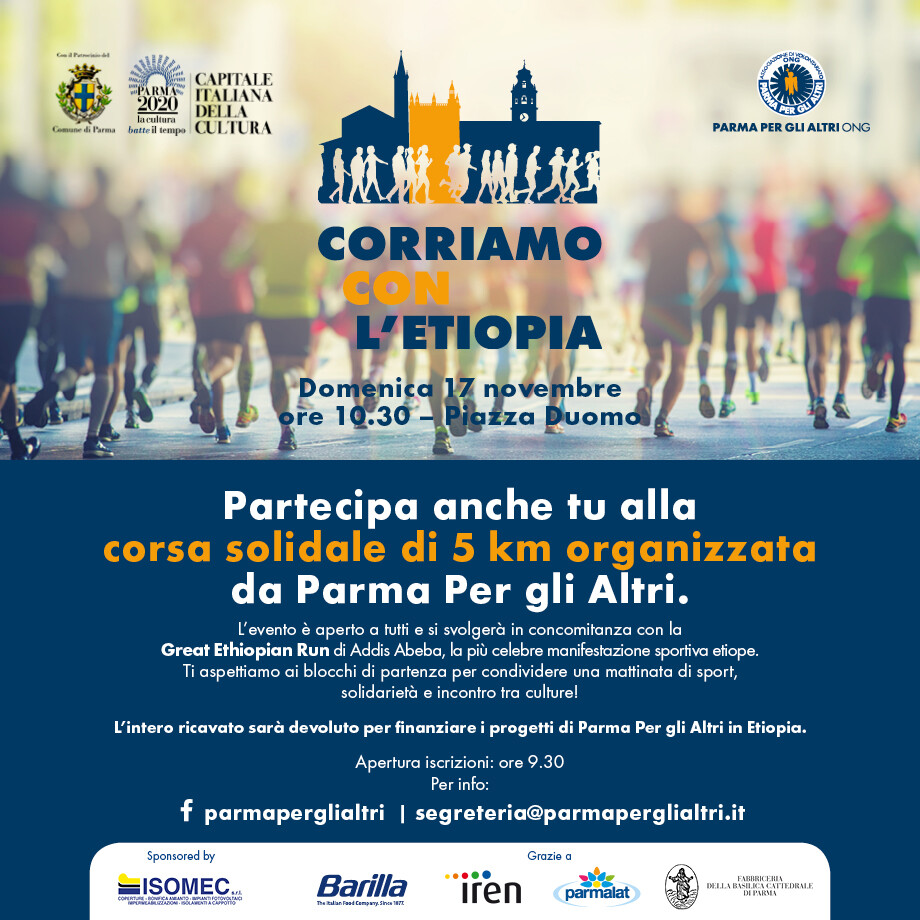 “Corriamo con l’Etiopia”, la maratona solidale di 5 km organizzata da Parma Per gli Altri ONG