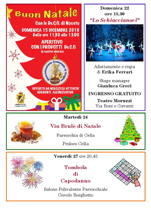 Eventi natalizi a Noceto dal 15 al 28 dicembre