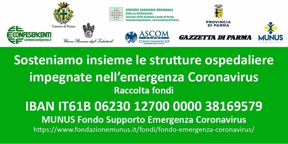 Aiuta anche tu le Strutture Sanitarie di Parma, anche una piccola donazione può fare la differenza!