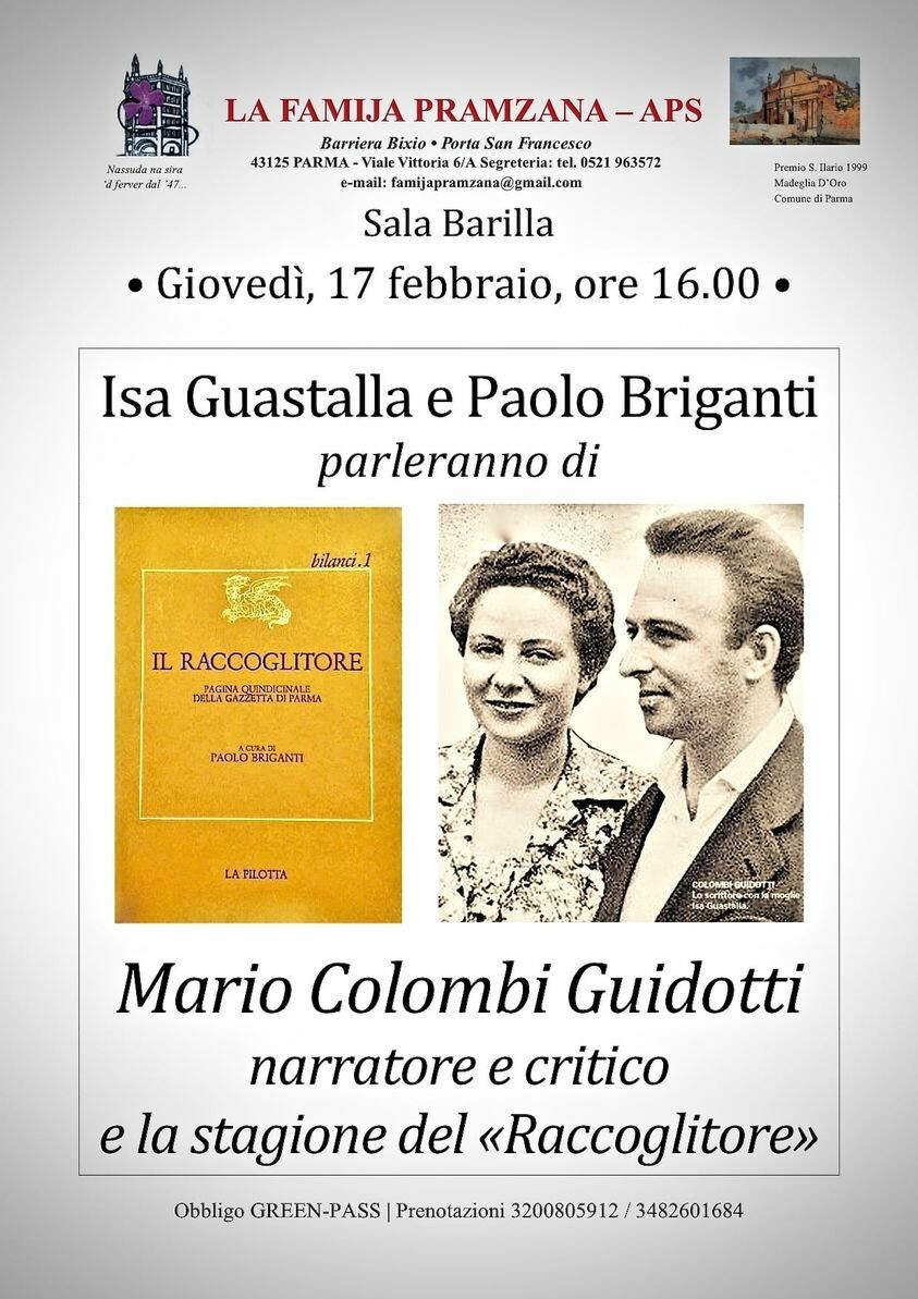 Incontri in Famija: Isa Guastalla e Paolo Briganti parleranno di MARIO COLOMBI GUIDOTTI