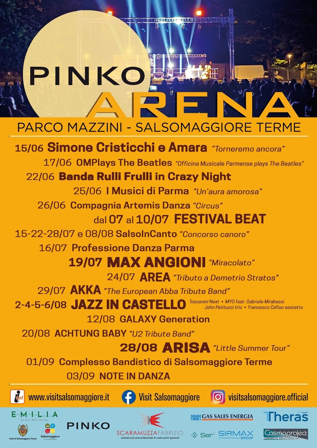 Stagione estativa 2022 alla PINKO Arena di Parco Mazzini Salsomaggiore Terme