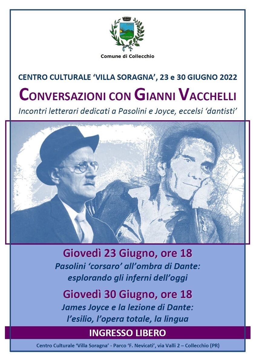 Conversazioni con Gianni Vacchelli, incontri letterari dedicati a Pasolini e Joice