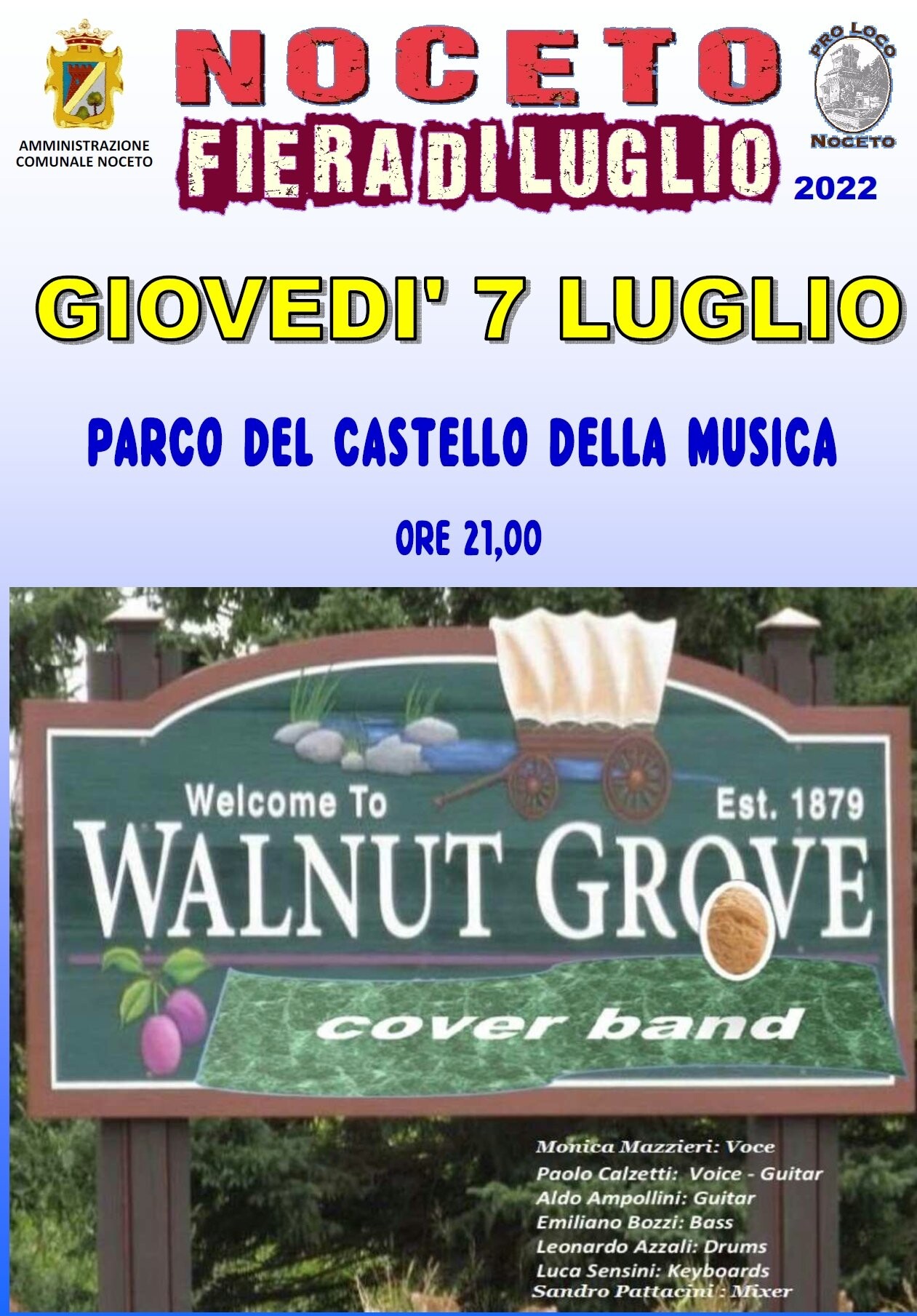 Noceto fiera di luglio: concerto dei Walnut Grove cover band