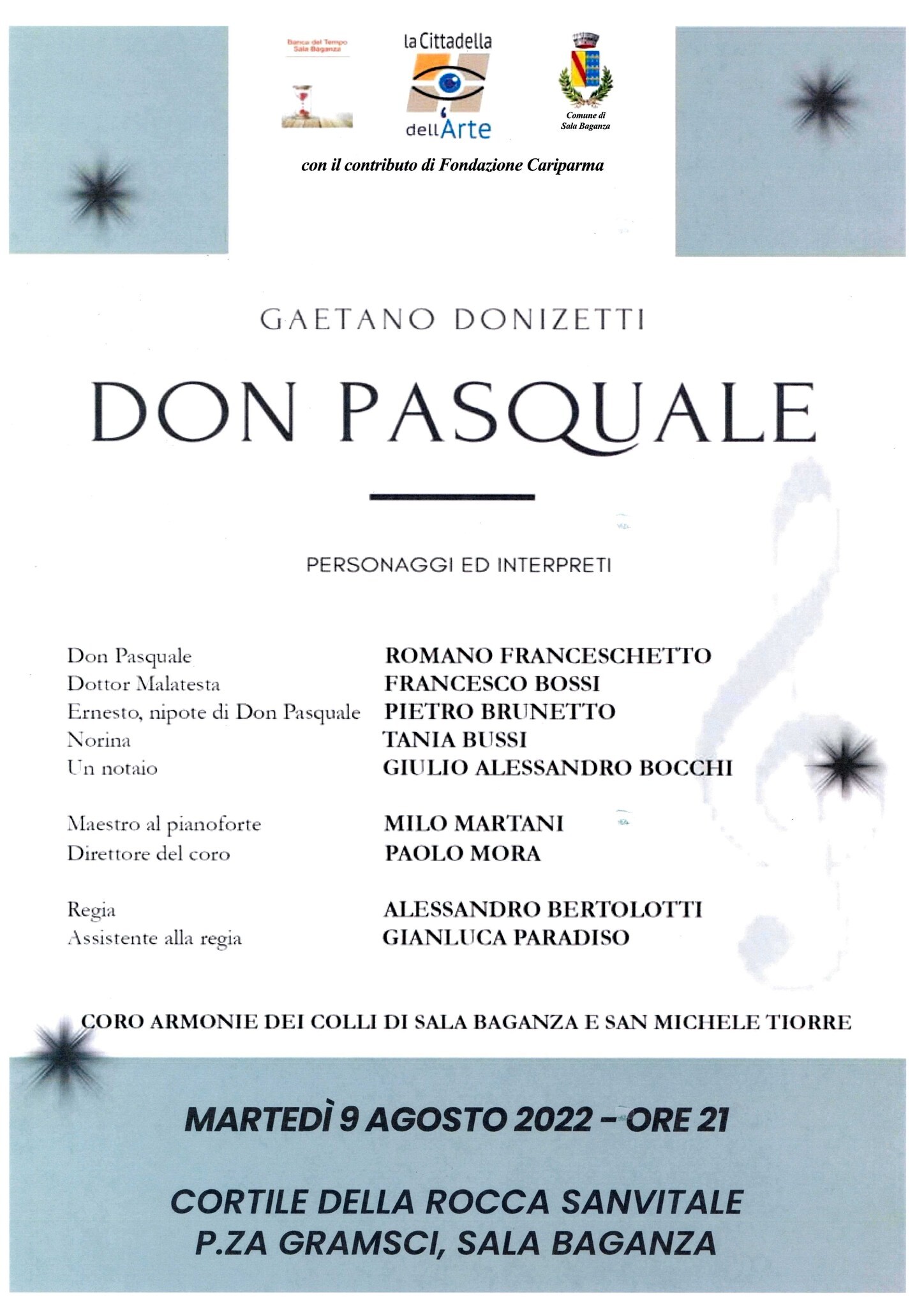 A Sala Baganza l'opera "Don Pasquale" con consegna dei premi "Torri di San Lorenzo"