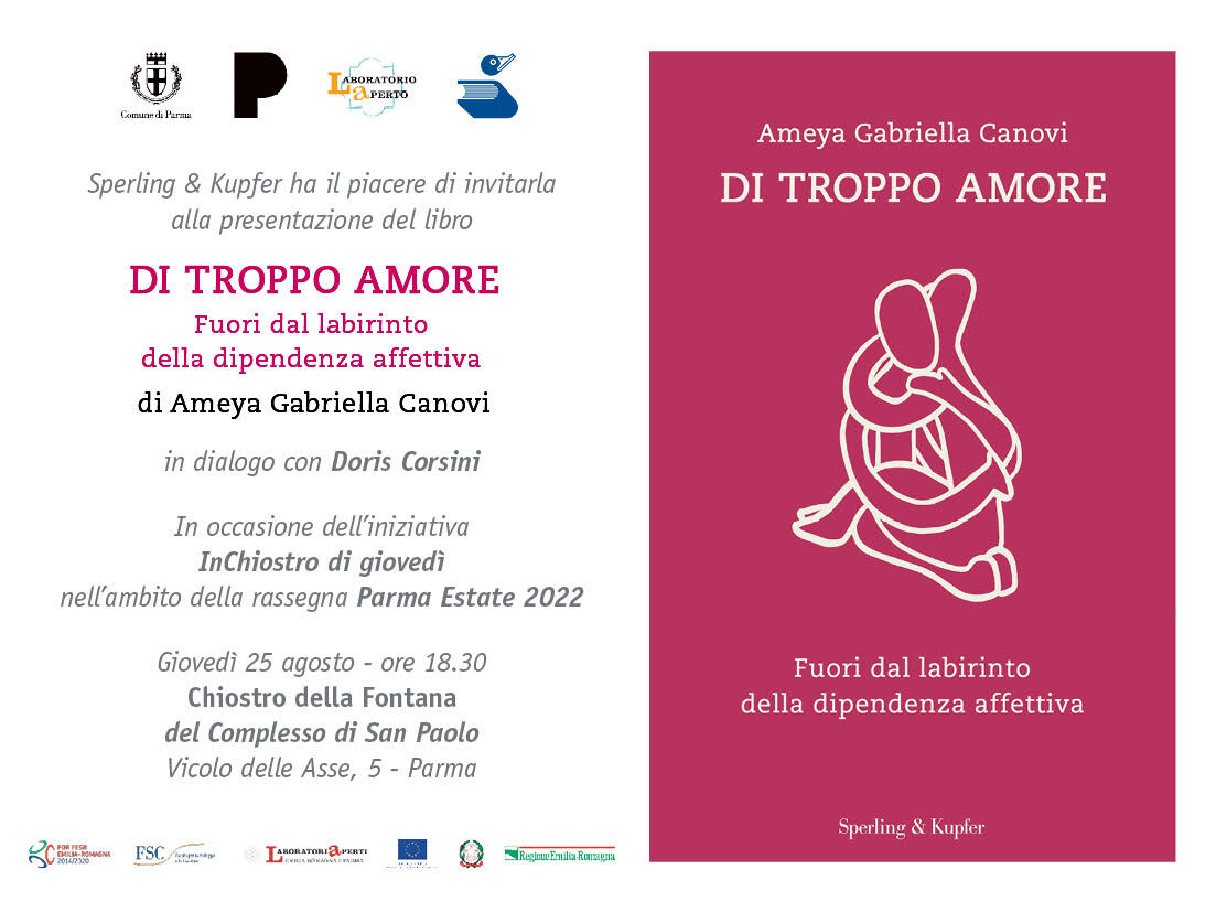 “Di troppo amore” a “InChiostro di giovedì” la psicologa Ameya Gabriella Canovi presenterà il suo libro in dialogo con Doris Corsini