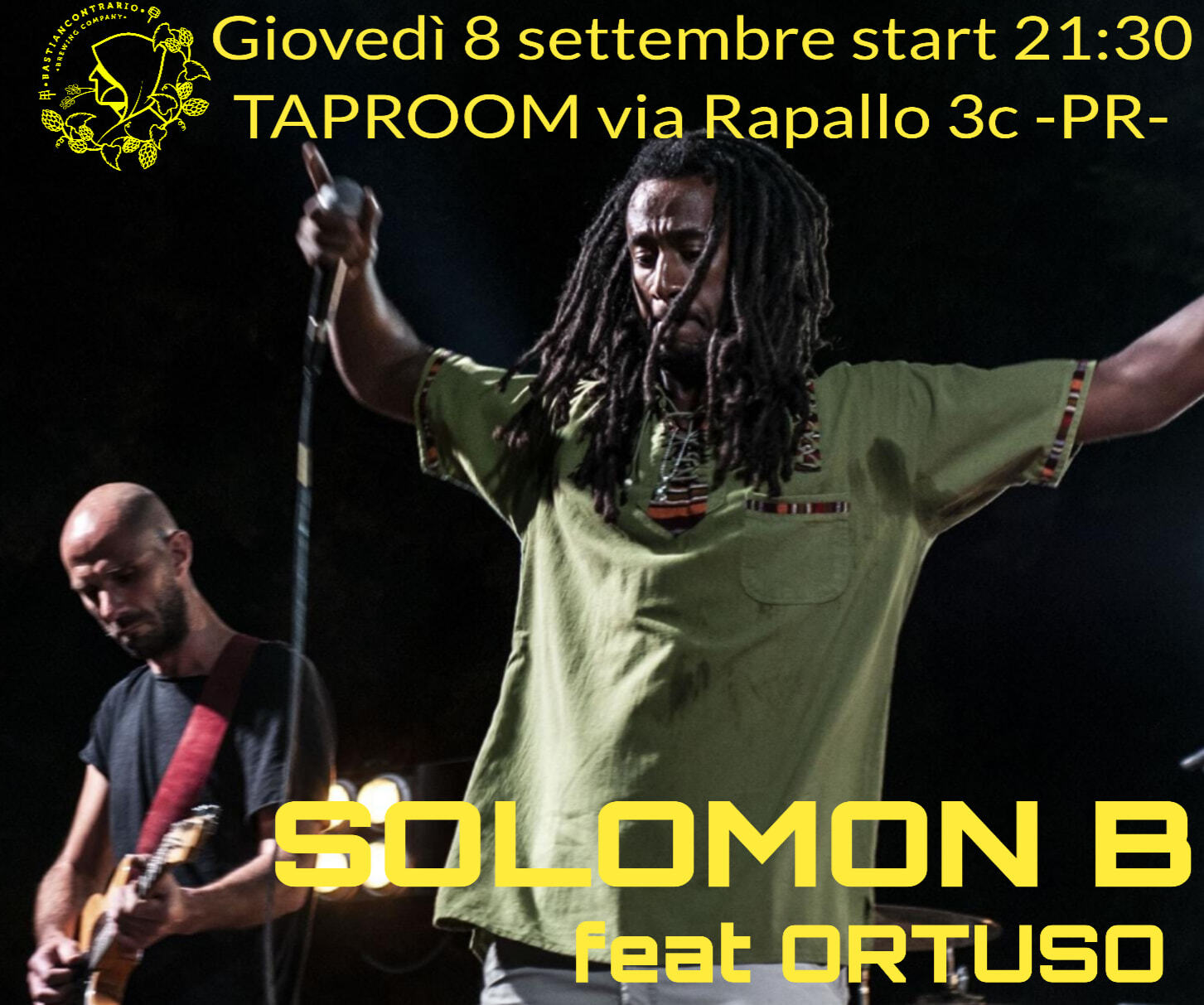 Al  Bastian Contrario Brewing Company giovedì è live music; Solomon b feat Ortuso