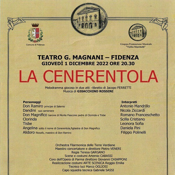 AL Teatro Magnani Fidenza  LA CENERENTOLA  di Gioacchino Rossini
