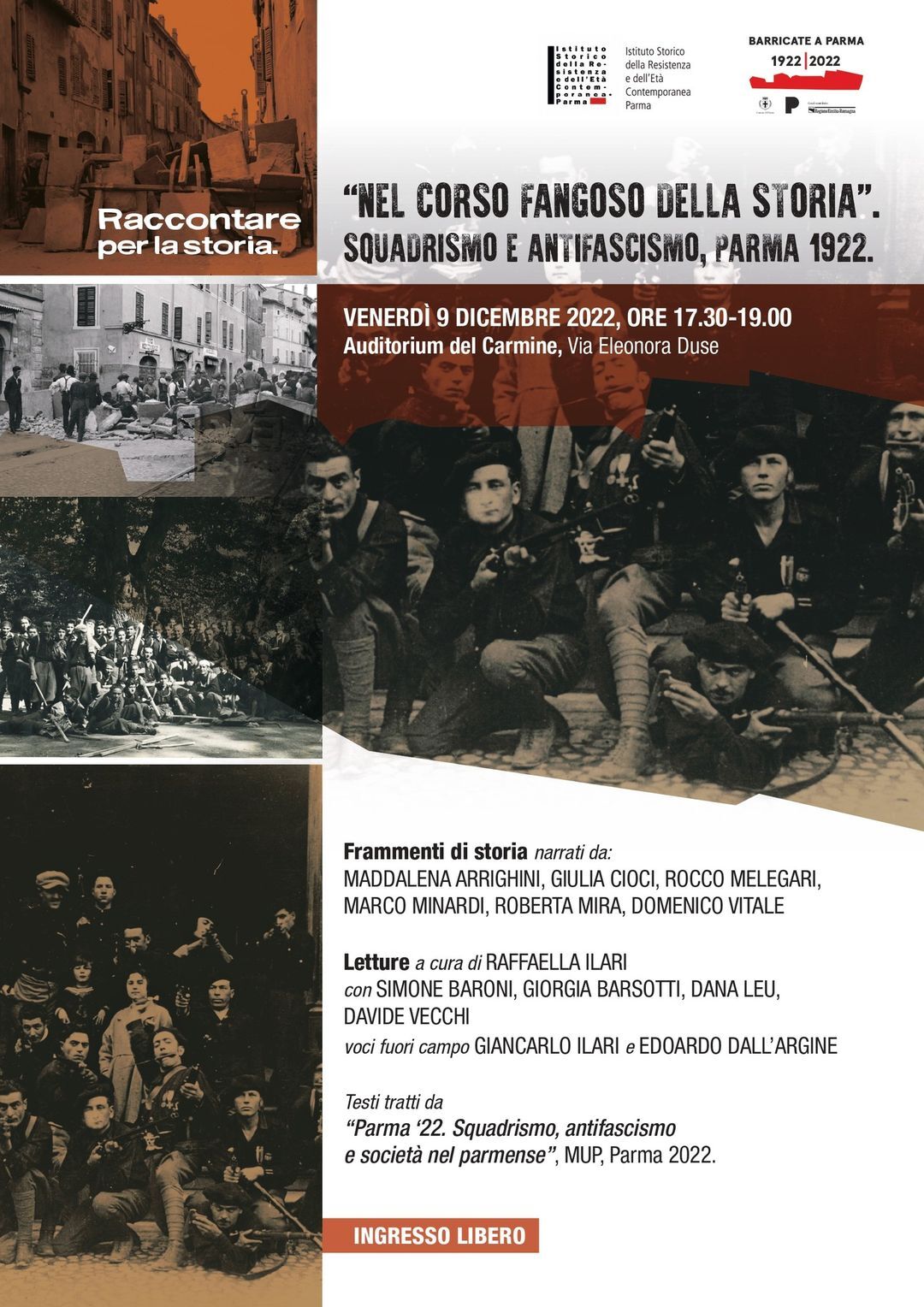 "Nel corso fangoso della storia". Squadrismo e antifascismo, Parma 1922, letture sceniche e narrazioni storiche