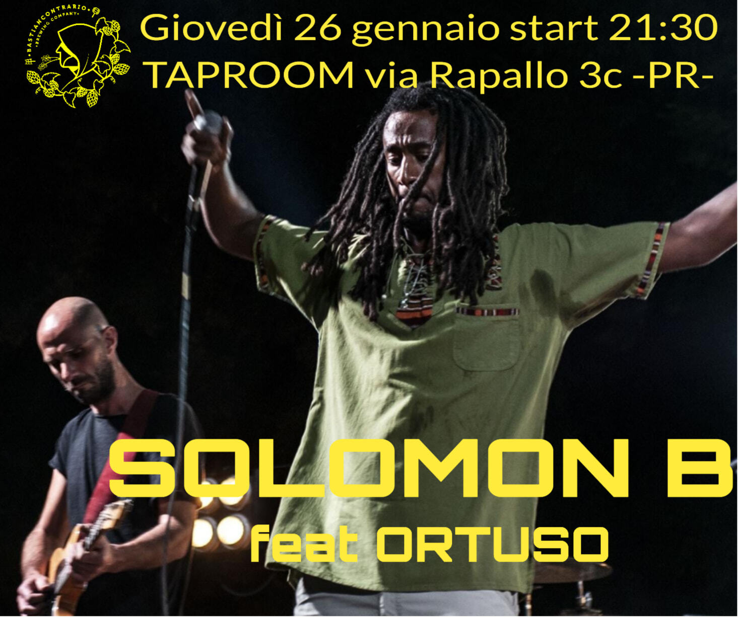 Al  Bastian Contrario Brewing Company giovedì è live music con SOLOMON B. feat ORTUSO