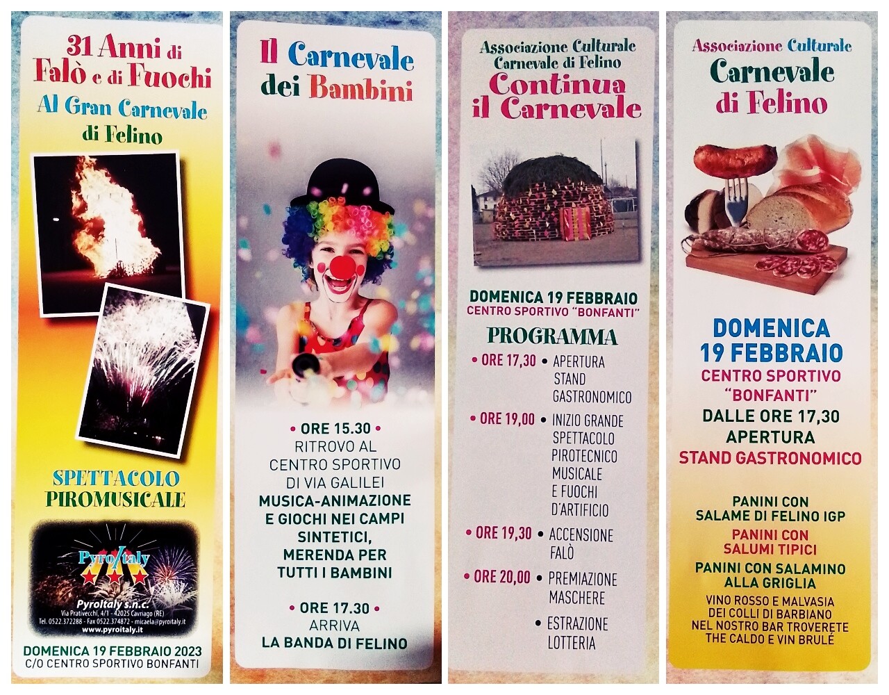 31° Gran Carnevale di Felino – Tra coriandoli, stelle filanti, giochi, musica, falò, fuochi d’artificio e lotteria