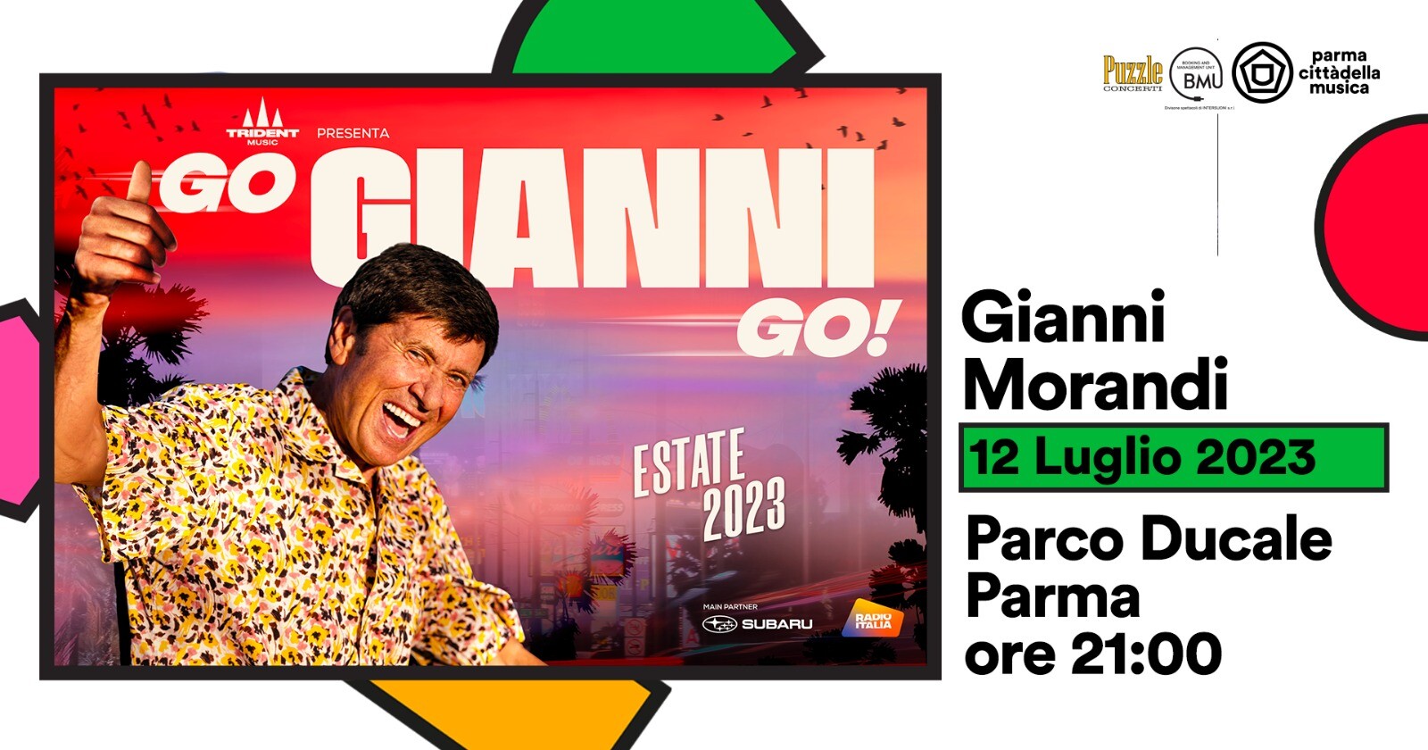 GIANNI MORANDI in "Go Gianni Go!" al Parco Ducale per Parma Cittàdella Musica