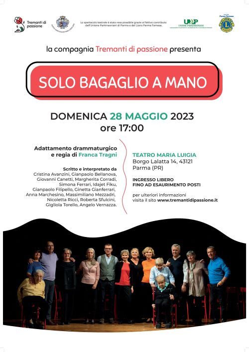 La compagnia Tremanti di passione  presenta "Solo bagaglio a mano" presso il Teatro Maria Luigia di Parma