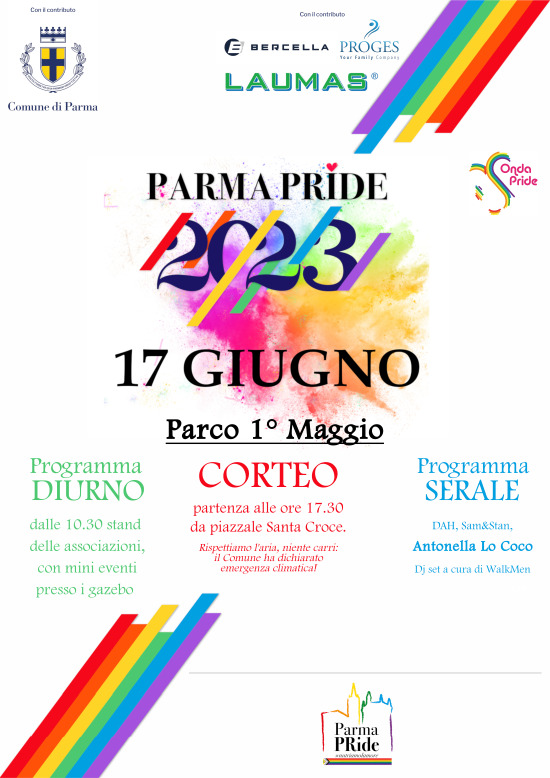 Parma Pride 2023 - il 17 giugno una giornata di festa e di diritti di tutte e tutti