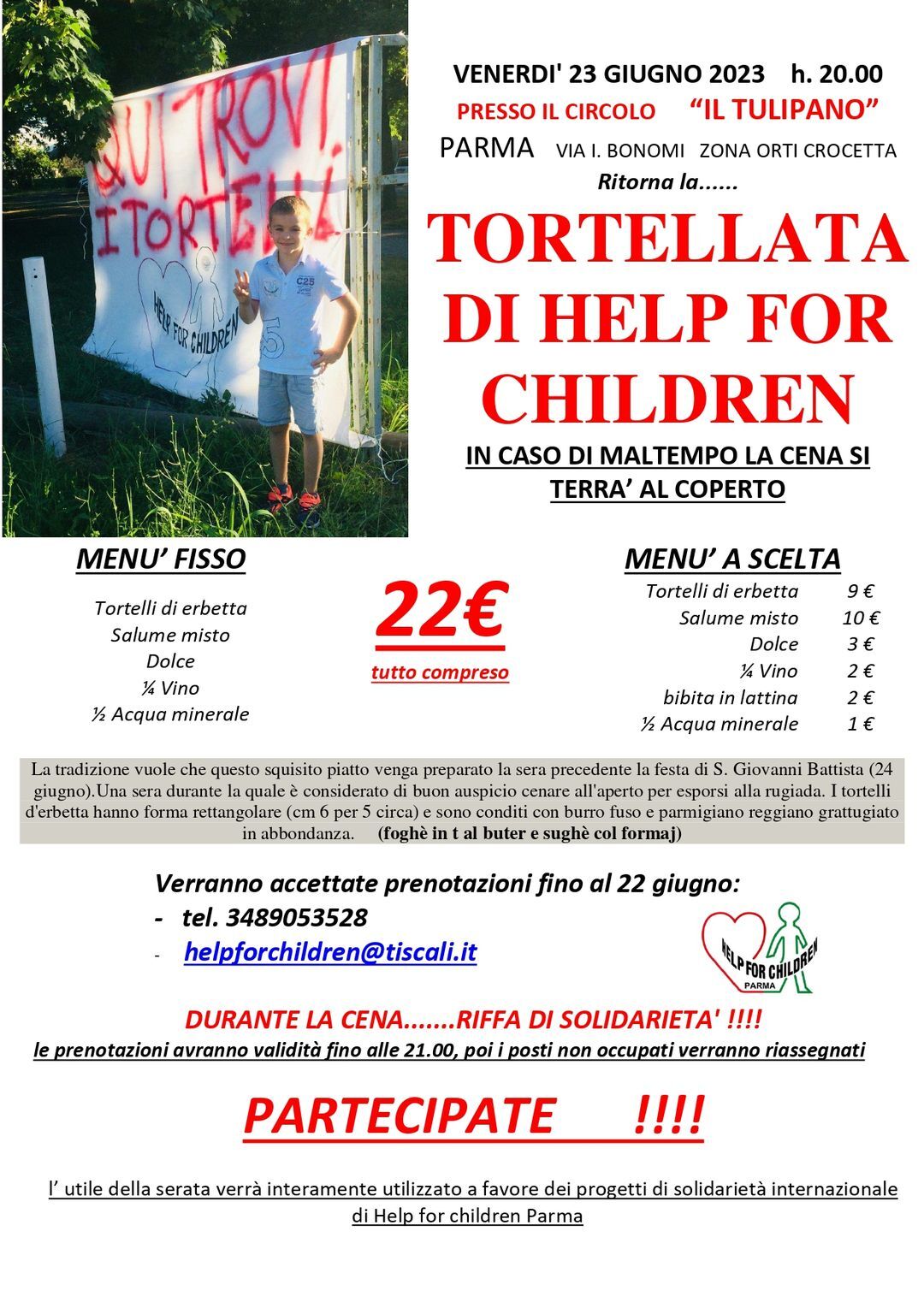 LA TORTELLATA DI HELP FOR  CHILDREN PARMA