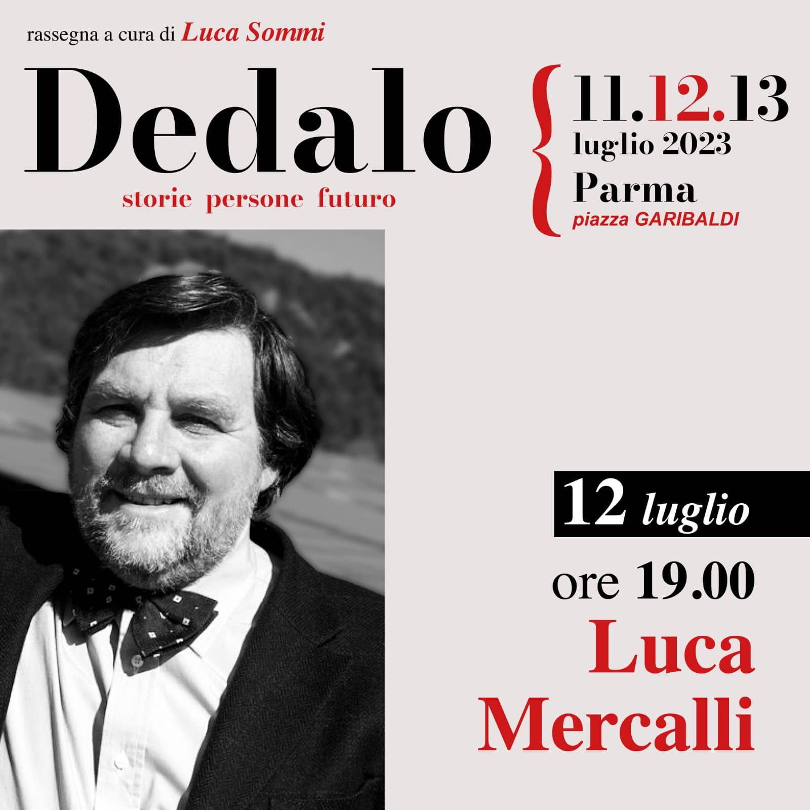 Luca Mercalli  a “Dedalo”, un salotto di incontri curati da Luca Sommi in piazza Garibaldi