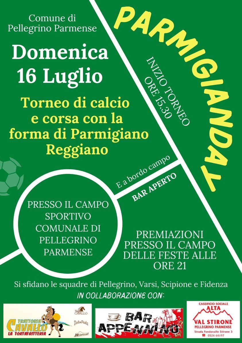 Parmigianday: torneo di calcio e corsa con la forma di parmigiano reggiano