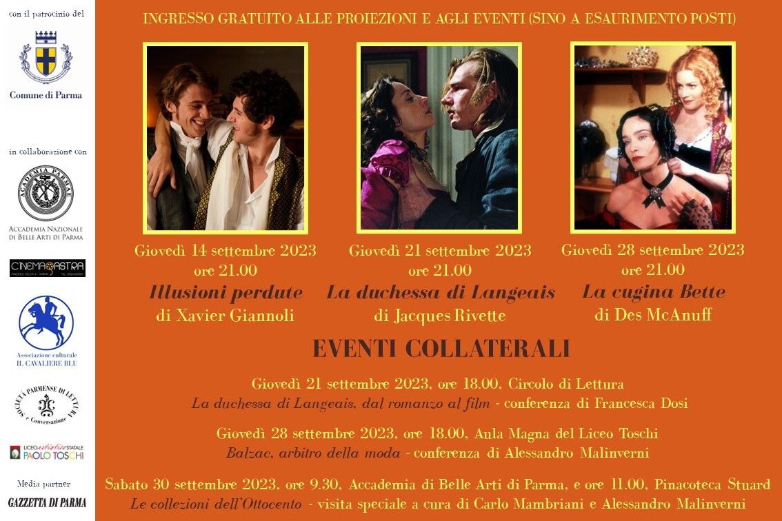 Rassegna VIVA BALZAC al cinema Astra di Parma: gli eventi collaterali