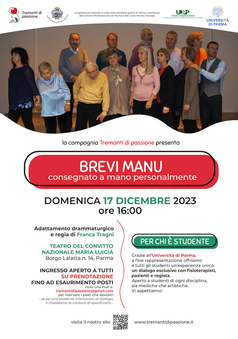 BREVI MANU – CONSEGNATO A MANO PERSONALMENTE In scena al Teatro Maria Luigia