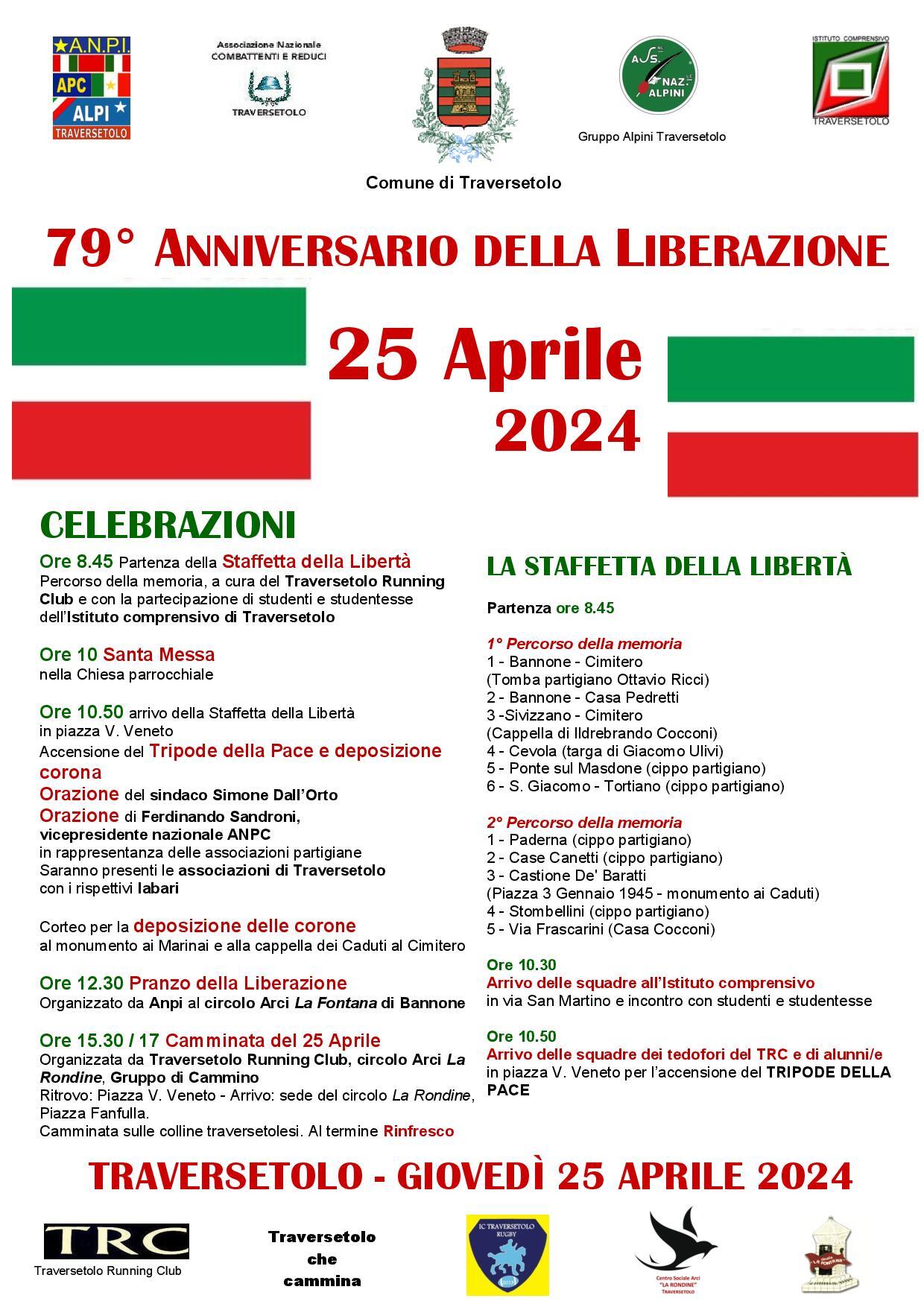 Traversetolo celebra il 25 Aprile: il programma delle iniziative