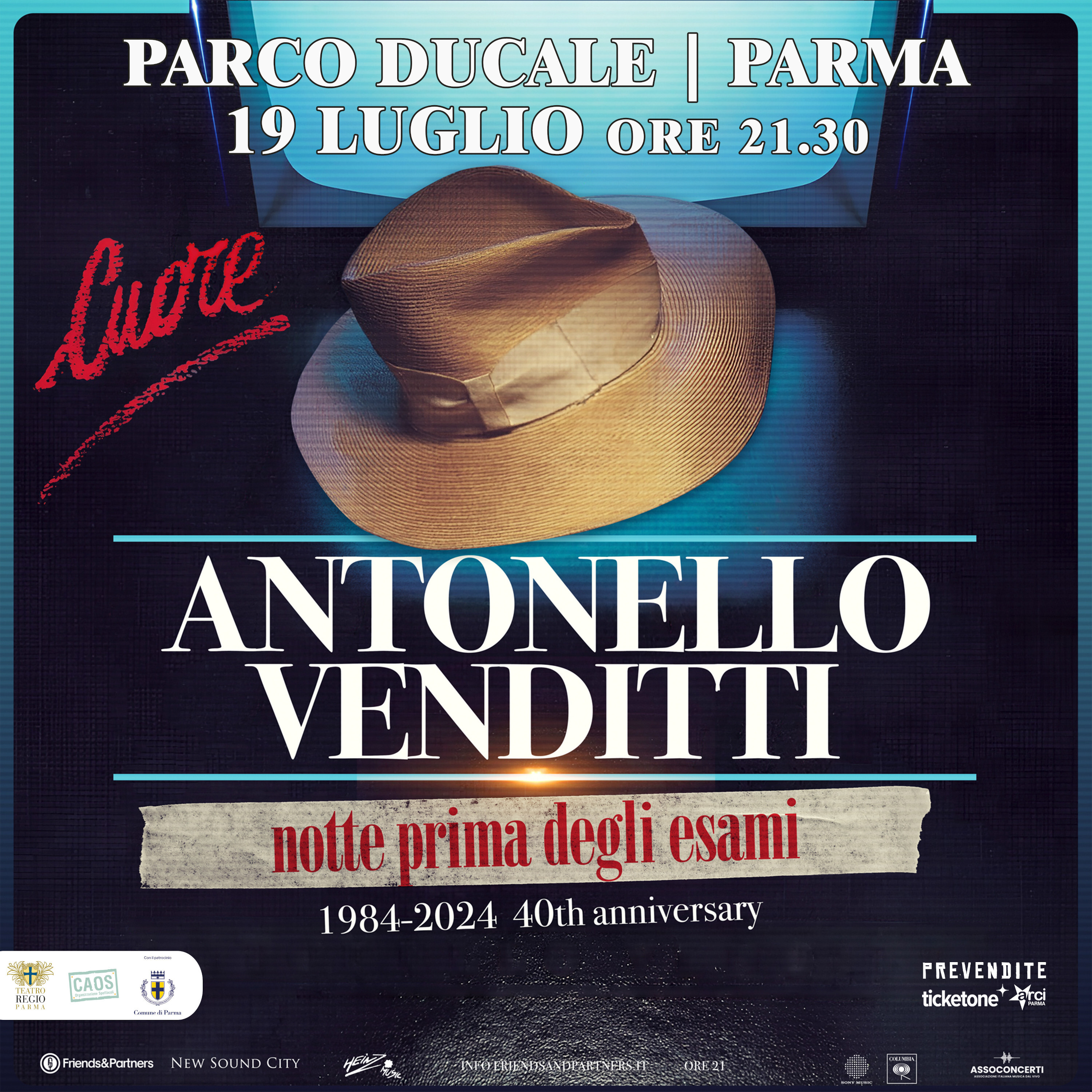 ANTONELLO VENDITTI  per SUMMERTIME Parma al Parco Ducale  2024