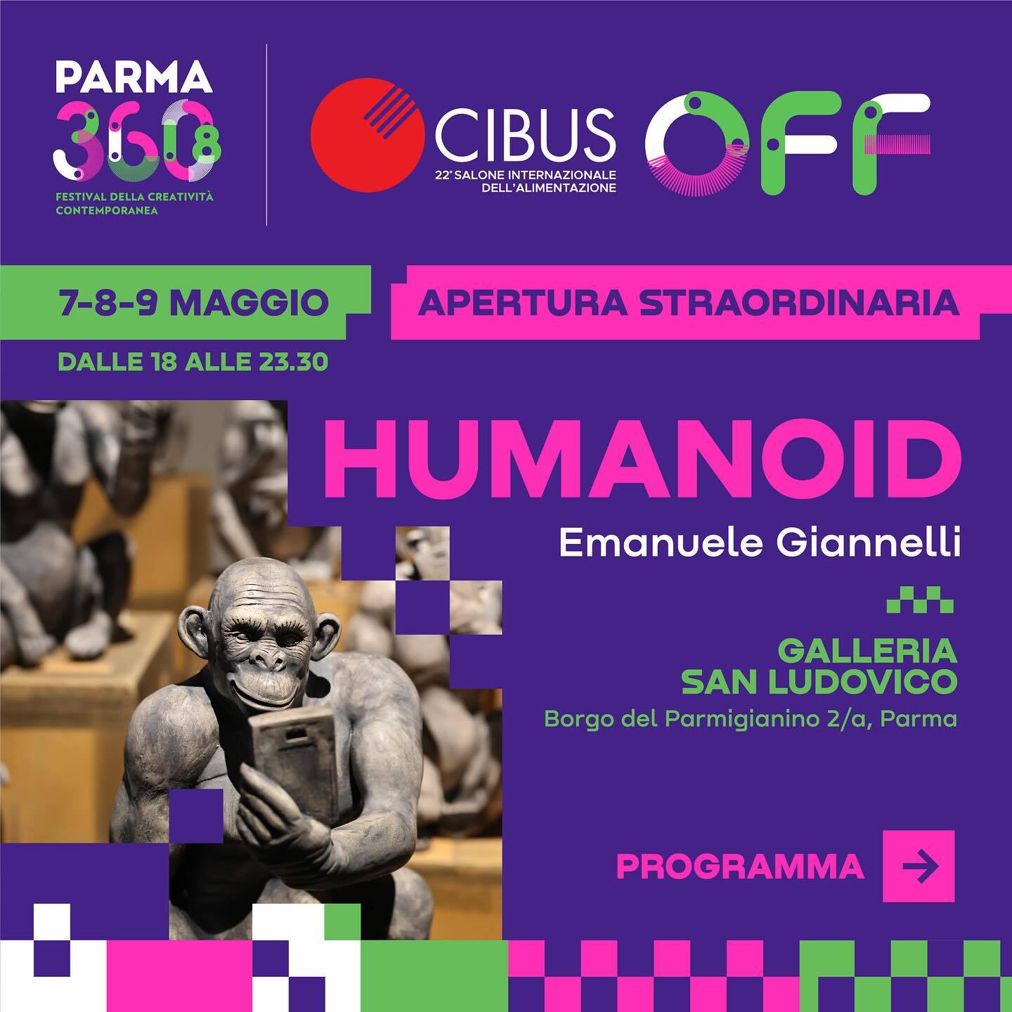 CIBUS OFF: Tre giorni di apertura straordinaria della mostra di Emanuele Giannelli Scultore, live show, performance, musica