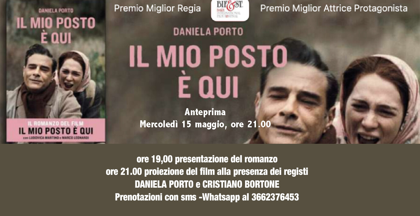 Al cinema Astra di Parma :Anteprima-evento:  IL MIO POSTO E’ QUI  Premi Migliore Regia e Migliore Attrice al Bifest 2024